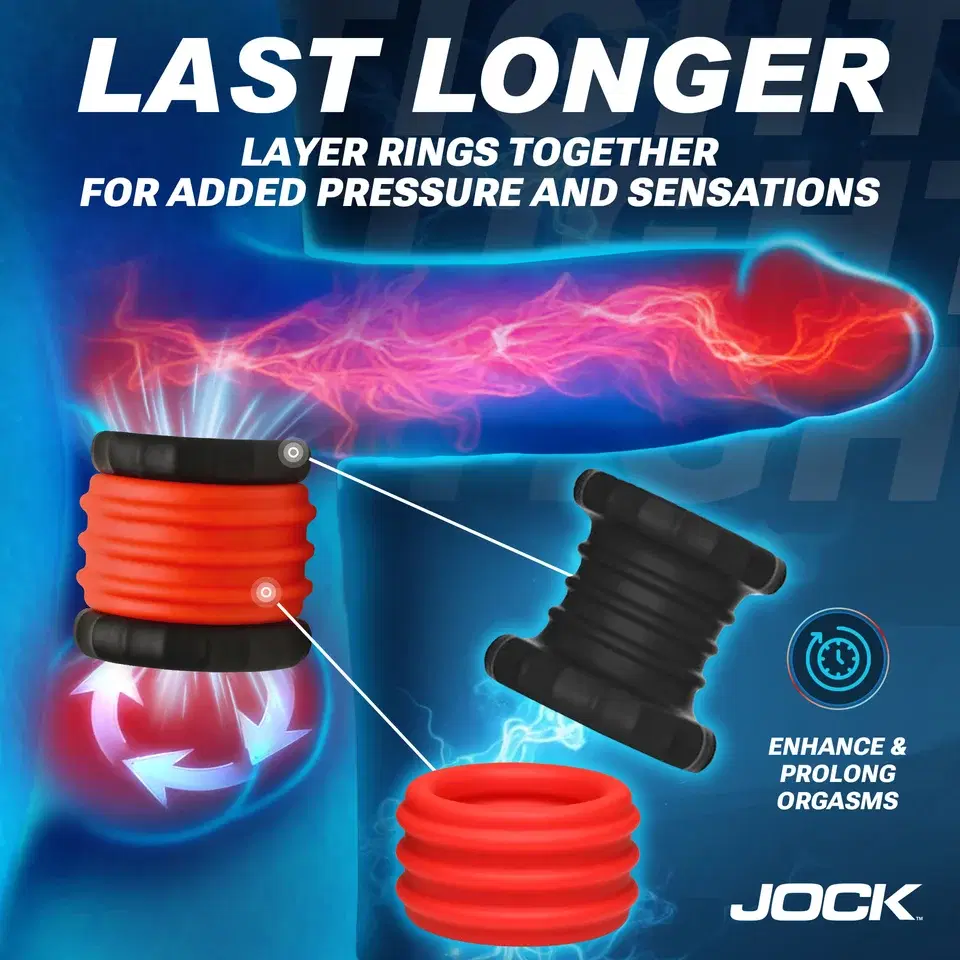 2-in-1 Silicone Cock Ring - Red